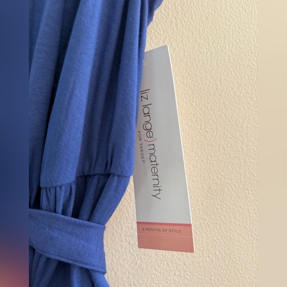 Liz Lange Maternity Elegant Blue Sleeveless Dress Large NWT - Picture 3 of 4